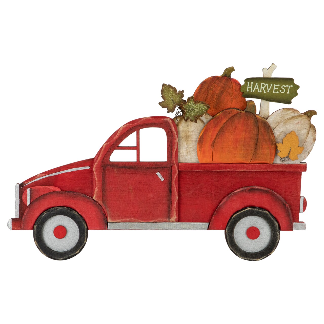 Northlight 14" Red Truck with Pumpkins Fall Harvest Sign Decoration